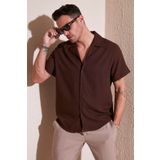 Buratti Keten Görünümlü Kısa Kollu Apaş Yaka Regular Fit Gömlek Erkek GÖMLEK CF23S116775