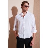 Buratti Keten Görünümlü Pamuklu Regular Fit Hakim Yaka Erkek Gömlek CF25S112637 BEYAZ