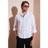 Buratti Keten Görünümlü Pamuklu Regular Fit Hakim Yaka Gömlek Erkek GÖMLEK CF25S112637