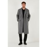 Buratti Loose Fit Kruvaze Yaka Uzun Astarlı Kaşe Erkek Kaban 681003 GRİ