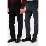Buratti Normal Bel Regular Fit Düz Paça 2'li Paket Kadife Pantolon Erkek Kadife Pantolon 645MERLINS2 - Antrasit - Siyah - 52