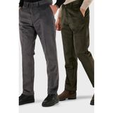 Buratti Normal Bel Regular Fit Düz Paça 2'li Paket Kadife Pantolon Erkek Kadife Pantolon 645MERLINS2 - Gri - Haki - 60