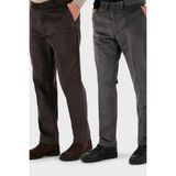 Buratti Normal Bel Regular Fit Düz Paça 2'li Paket Kadife Pantolon Erkek Kadife Pantolon 645MERLINS2 - Gri - Kahverengi - 50