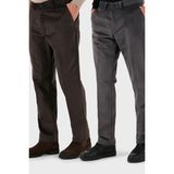 Buratti Normal Bel Regular Fit Düz Paça 2'li Paket Kadife Pantolon Erkek Kadife Pantolon 645MERLINS2 - Gri - Kahverengi - 56