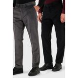 Buratti Normal Bel Regular Fit Düz Paça 2'li Paket Kadife Pantolon Erkek Kadife Pantolon 645MERLINS2 - Gri - Siyah - 48