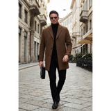 Buratti Normal Kalıp Tek Yırtmaçlı Düğmeli Mono Yaka Kaşe Kaban Erkek Kaban 584002000 - 2XL - Taba