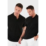 Buratti Okul Kıyafeti Pamuk Regular Fit Düğmeli 2'li Paket Erkek Polo Yaka T Shirt 5902127S2 SİYAH-SİYAH