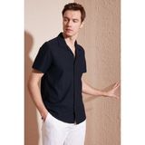 Buratti Pamuk Karışımlı Apaş Yaka Kısa Kollu Regular Fit Gömlek Erkek Gömlek CF24S115882 - 2XL - Lacivert