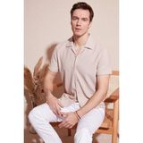 Buratti Pamuk Karışımlı Apaş Yaka Kısa Kollu Regular Fit Gömlek Erkek Gömlek CF24S115882 - XL - Taş
