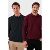 Buratti Pamuk Karışımlı Regular Fit 2'li Paket Polo Yaka Kazak Erkek Polo Yaka Kazak 456223S2 - Antrasit - Mürdüm - XL