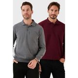 Buratti Pamuk Karışımlı Regular Fit 2'li Paket Polo Yaka Kazak Erkek Polo Yaka Kazak 456223S2 - Koyu Mürdüm - XL
