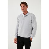 Buratti Pamuk Karışımlı Regular Fit Polo Yaka Kazak Erkek Kazak 456223 - 2XL - Açık Gri