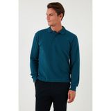Buratti Pamuk Karışımlı Regular Fit Polo Yaka Kazak Erkek Kazak 456223 - Petrol