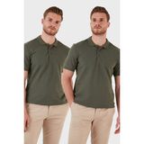 Buratti Pamuk Regular Fit Düğmeli 2'li Paket Polo Yaka T Shirt Erkek POLO YAKA T SHİRT 5902127S2 - Haki - Haki - 2XL
