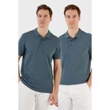 Buratti Pamuk Regular Fit Düğmeli 2'li Paket Polo Yaka T Shirt Erkek POLO YAKA T SHİRT 5902127S2 - Petrol - XL