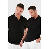 Buratti Pamuk Regular Fit Düğmeli 2'li Paket Polo Yaka T Shirt Erkek POLO YAKA T SHİRT 5902127S2 - Siyah - Siyah - XL