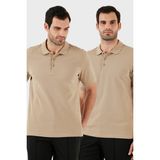 Buratti Pamuk Regular Fit Düğmeli 2'li Paket Polo Yaka T Shirt Erkek POLO YAKA T SHİRT 5902127S2 - Vizon - Vizon - 2XL