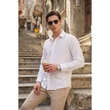Buratti Pamuk ve Keten Karışımlı Regular Fit Klasik Yaka Uzun Kollu Gömlek Erkek GÖMLEK CF26S1210134
