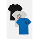 Buratti Pamuklu Baskılı 3'lü Paket T Shirt Erkek T Shirt 541S3 - Siyah - Parlament Mavisi