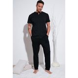 Buratti Pamuklu Beli Lastikli Regular Fit Kısa Kollu Erkek Pijama Takımı 6572009 SİYAH