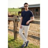 Buratti Pamuklu Bisiklet Yaka Kontrast Şeritli T Shirt Erkek T Shirt 5904034 - İndigo - 2XL