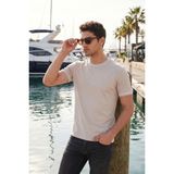 Buratti Pamuklu Bisiklet Yaka Kontrast Şeritli T Shirt Erkek T Shirt 5904034 - Taş