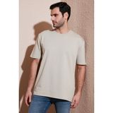 Buratti Pamuklu Bisiklet Yaka Relaxed Fit Basic T Shirt Erkek T Shirt 5902610 - Açık Taş - XL
