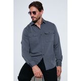 Buratti Pamuklu Çift Cepli Regular Fit Gömlek Erkek Gömlek Cf25w128858 - Antrasit