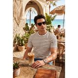 Buratti Pamuklu Çizgili Cep Detaylı Bisiklet Yaka T Shirt Erkek T Shirt 5904057 - İndigo