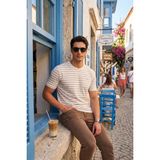 Buratti Pamuklu Çizgili Cep Detaylı Bisiklet Yaka T Shirt Erkek T Shirt 5904057 - Vizon - 2XL