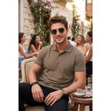 Buratti Pamuklu Kısa Kollu Düğmeli Polo T Shirt Erkek Polo T Shirt 5904049 - Kahve - XL