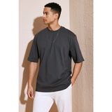 Buratti Pamuklu Oversize Bisiklet Yaka Basic T Shirt Erkek T Shirt 5902365 - Antrasit