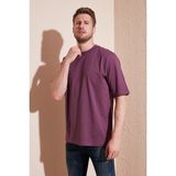 Buratti Pamuklu Oversize Bisiklet Yaka Basic T Shirt Erkek T Shirt 5902365 - Mürdüm