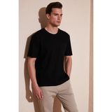 Buratti Pamuklu Rahat Kesim Tek Cepli Bisiklet Yaka T Shirt Erkek T Shirt 5902642 - Siyah