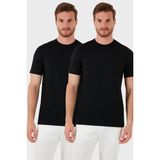 Buratti Pamuklu Regular Fit 2'li Basic T Shirt Erkek T Shirt 59020202 - Siyah - Siyah