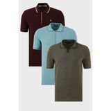 Buratti Pamuklu Regular Fit 3'lü Paket Polo Yaka T Shirt Erkek Polo Yaka T Shirt 59029641518S3 - Haki - Bordo - Lacivert - Beyaz
