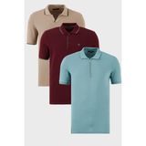 Buratti Pamuklu Regular Fit 3'lü Paket Polo Yaka T Shirt Erkek Polo Yaka T Shirt 59029641518S3 - Vizon - Bordo