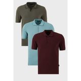 Buratti Pamuklu Regular Fit 3'lü Paket Polo Yaka T Shirt Erkek Polo Yaka T Shirt 59029641527S3 - Bordo - Koyu Mavi - Haki