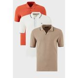 Buratti Pamuklu Regular Fit 3'lü Paket Polo Yaka T Shirt Erkek Polo Yaka T Shirt 59029641827S3 - Beyaz - Tarçın