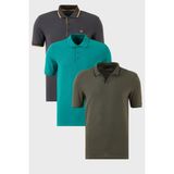 Buratti Pamuklu Regular Fit 3'lü Paket Polo Yaka T Shirt Erkek Polo Yaka T Shirt 59029641827S3 - Haki - Antrasit