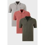 Buratti Pamuklu Regular Fit 3'lü Paket Polo Yaka T Shirt Erkek Polo Yaka T Shirt 59029641827S3 - Haki - Taş