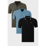 Buratti Pamuklu Regular Fit 3'lü Paket Polo Yaka T Shirt Erkek Polo Yaka T Shirt 59029641827S3 - Siyah - Mavi - Yeşil