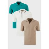 Buratti Pamuklu Regular Fit 3'lü Paket Polo Yaka T Shirt Erkek Polo Yaka T Shirt 59029641827S3 - Vizon - Beyaz