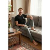 Buratti Pamuklu Regular Fit Baskılı Pijama Takımı Erkek Pijama Takımı 6096160 - Siyah