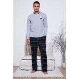Buratti Pamuklu Regular Fit Bisiklet Yaka Ekoseli Erkek Pijama Takımı 6574001 GRİ