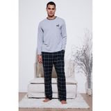 Buratti Pamuklu Regular Fit Bisiklet Yaka Ekoseli Pijama Takımı Erkek Pijama Takımı 6574001 - 2XL - Gri