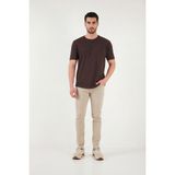 Buratti Pamuklu Regular Fit Bisiklet Yaka T Shirt Erkek T Shirt 5904074 - Kahve - 2XL