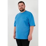Buratti Pamuklu Regular Fit Büyük Beden T Shirt Erkek T Shirt 5902365B - Mavi - 3XL