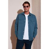 Buratti Pamuklu Regular Fit Çift Cepli Gömlek Erkek Gömlek CF24W116927 - Petrol - S