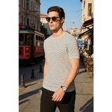 Buratti Pamuklu Regular Fit Çizgili Bisiklet Yaka Erkek T Shirt 5904030 BEYAZ